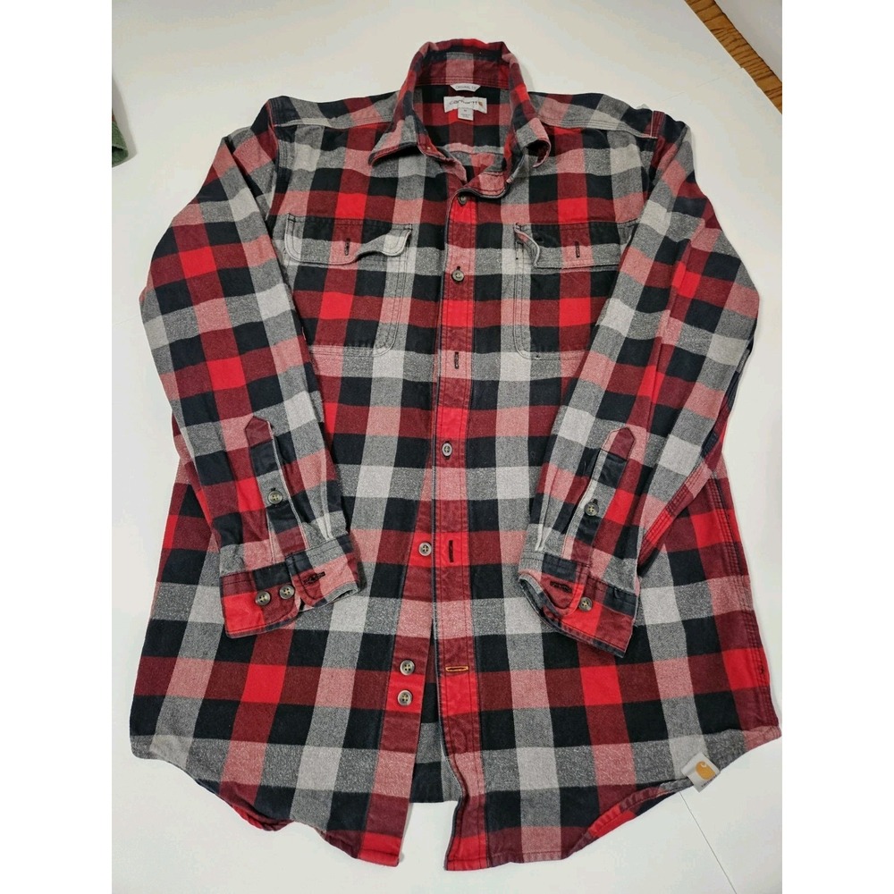 Carhartt Hubbard Plaid Flannel Mens Cotton Long Sleeve Shirt Size Medium Fall